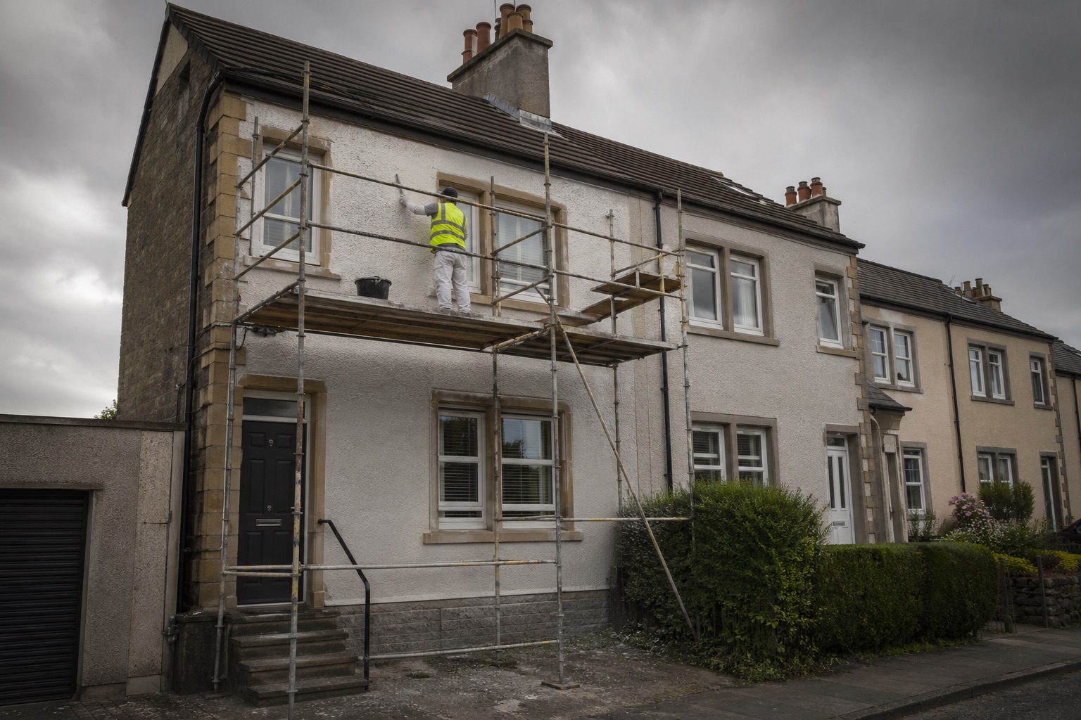 Kirkhall team applying external wall coating